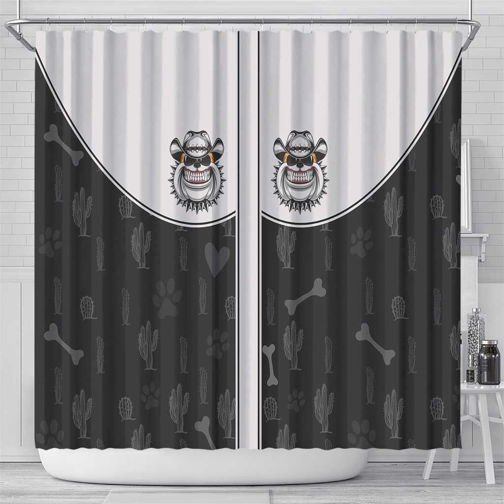 Cowdog Shower Curtain Cowboy Bulldog Retro Western Yoke - Wonder Print Shop