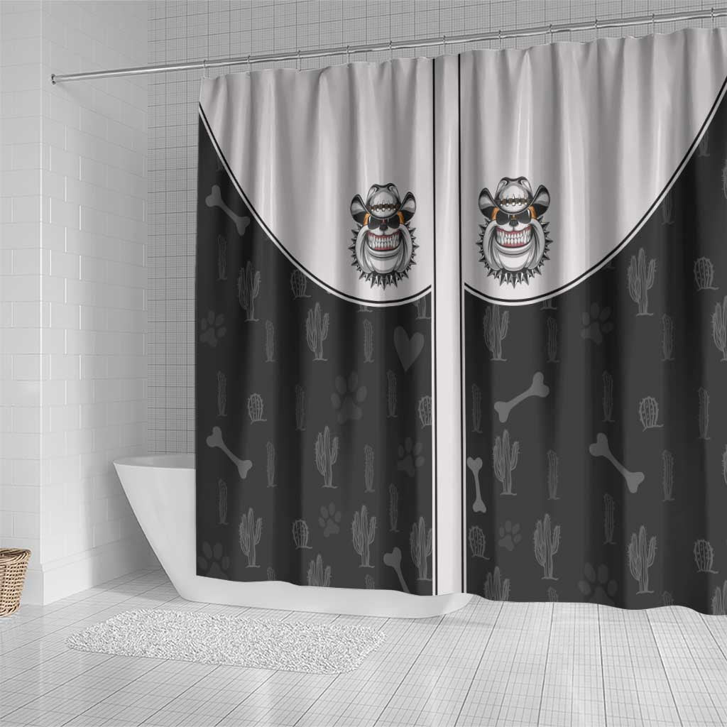 Cowdog Shower Curtain Cowboy Bulldog Retro Western Yoke - Wonder Print Shop