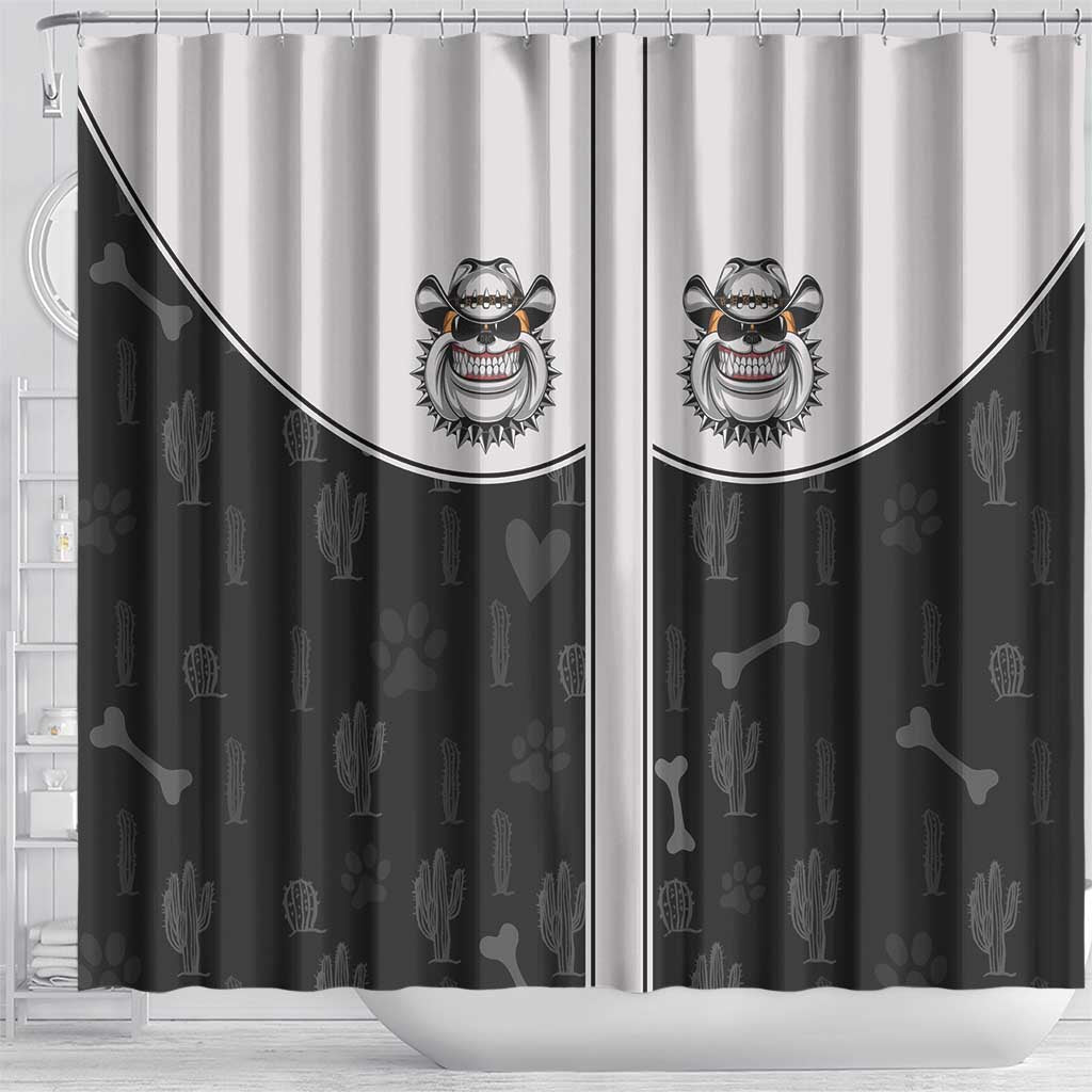 Cowdog Shower Curtain Cowboy Bulldog Retro Western Yoke - Wonder Print Shop