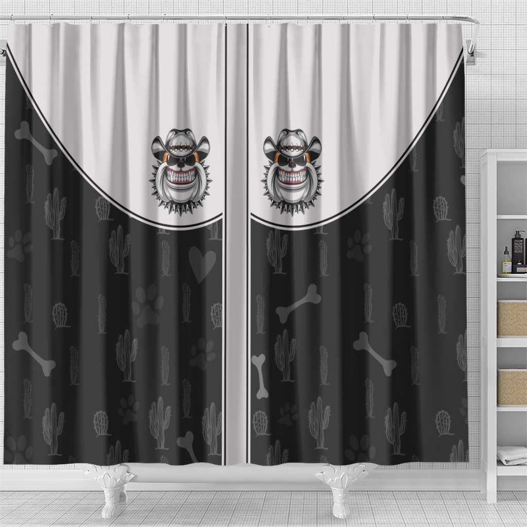 Cowdog Shower Curtain Cowboy Bulldog Retro Western Yoke - Wonder Print Shop