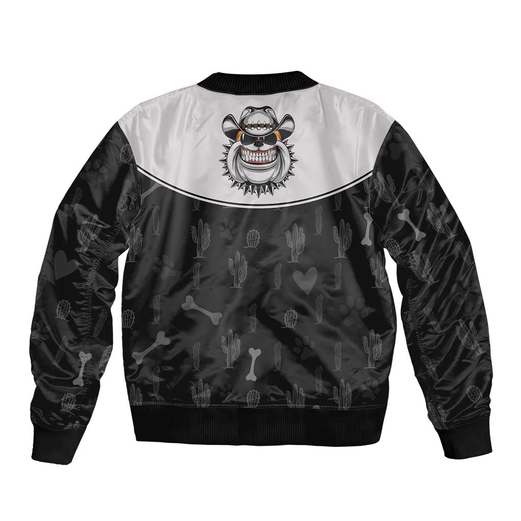 Cowdog Sleeve Zip Bomber Jacket Cowboy Bulldog Retro Western Yoke - Wonder Print Shop