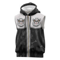 Cowdog Sleeveless Zip Hoodie Cowboy Bulldog Retro Western Yoke - Wonder Print Shop