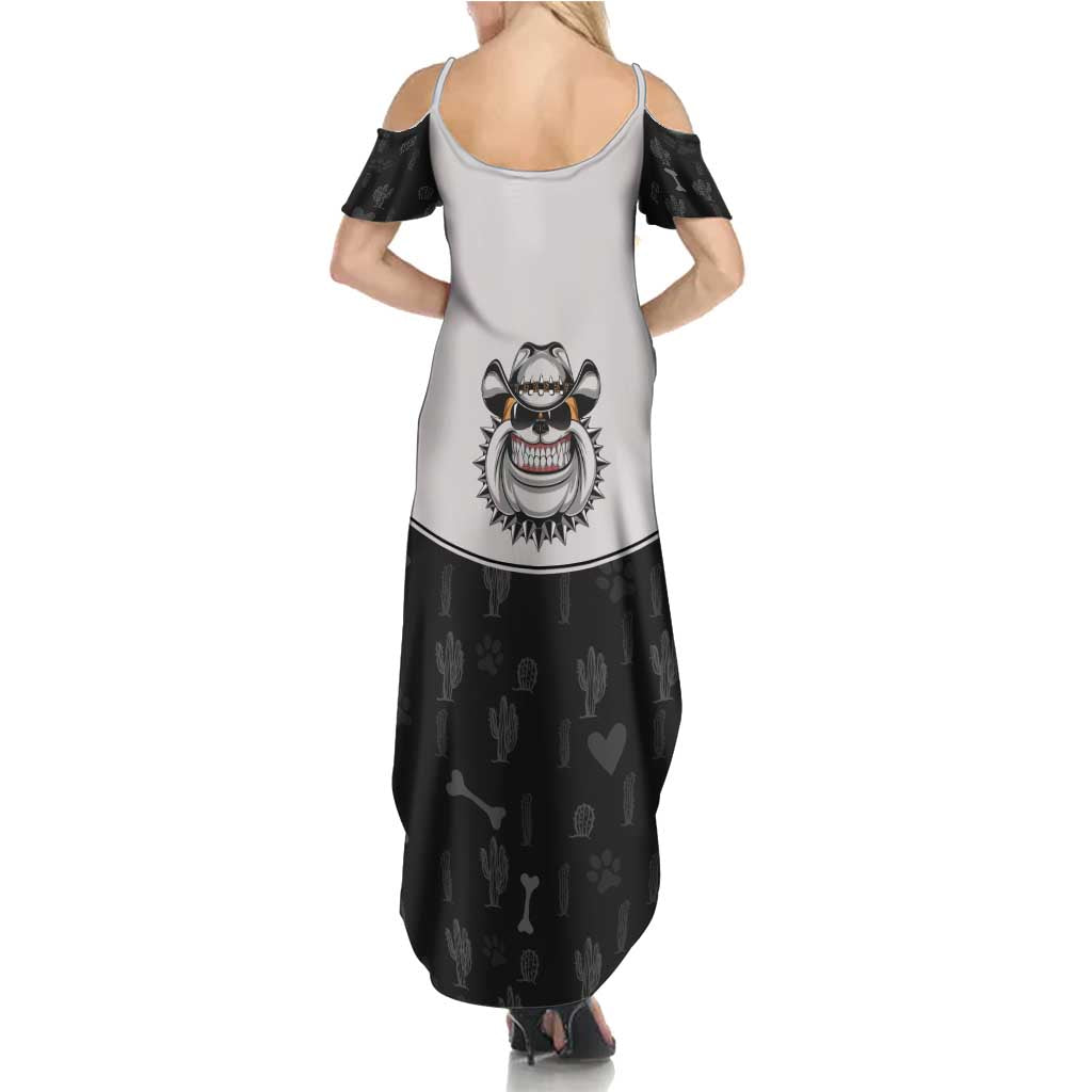 Cowdog Summer Maxi Dress Cowboy Bulldog Retro Western Yoke - Wonder Print Shop