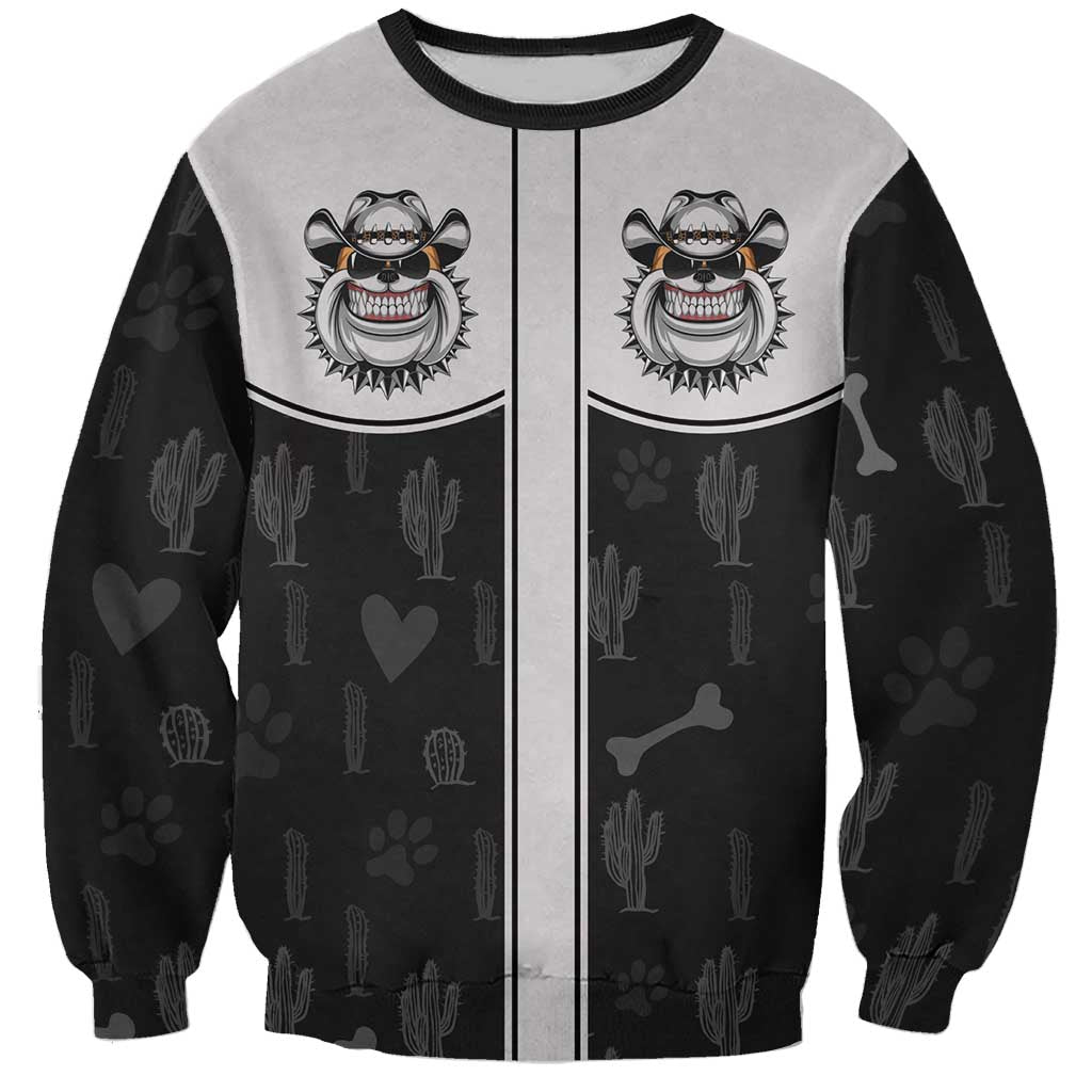 Cowdog Sweatshirt Cowboy Bulldog Retro Western Yoke - Wonder Print Shop