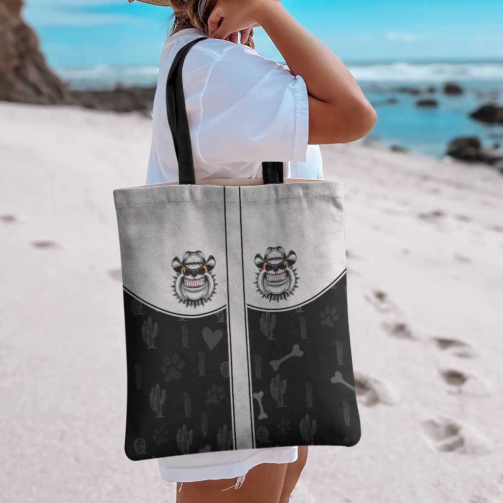 Cowdog Tote Bag Cowboy Bulldog Retro Western Yoke - Wonder Print Shop