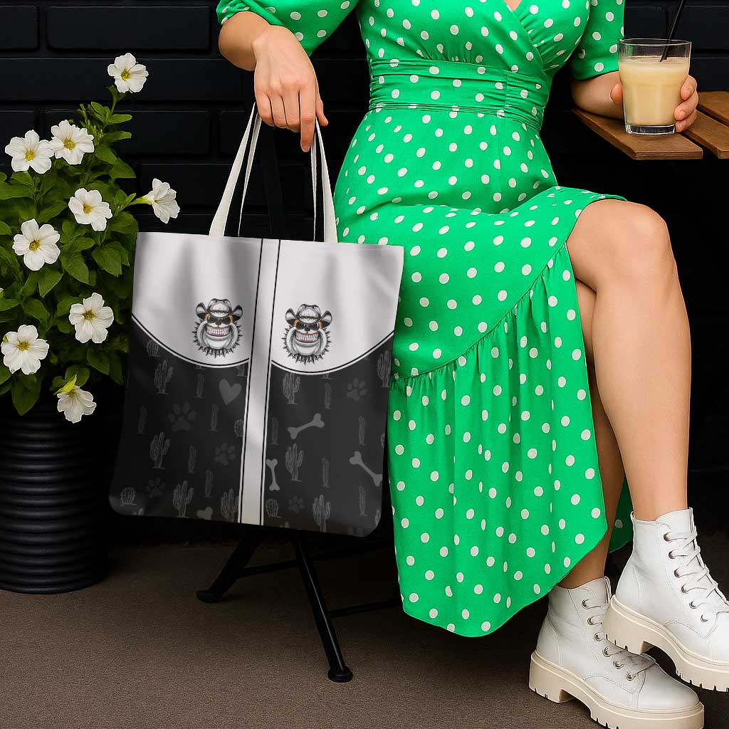 Cowdog Tote Bag Cowboy Bulldog Retro Western Yoke - Wonder Print Shop