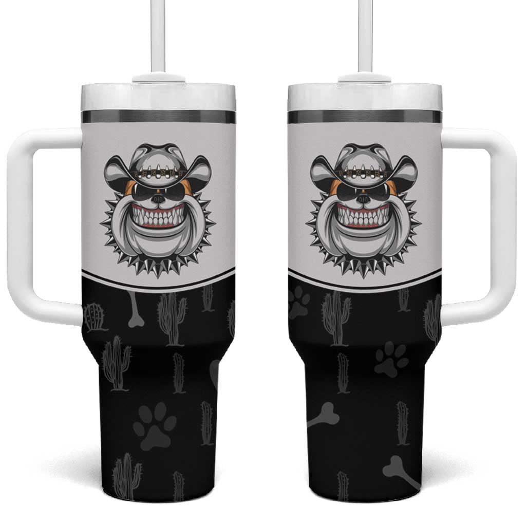 Cowdog Tumbler With Handle Cowboy Bulldog Retro Western Yoke - Wonder Print Shop