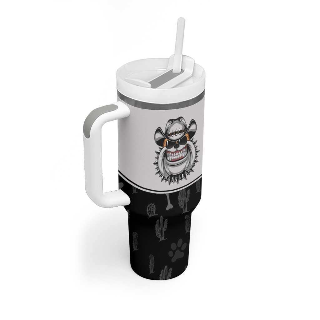 Cowdog Tumbler With Handle Cowboy Bulldog Retro Western Yoke - Wonder Print Shop