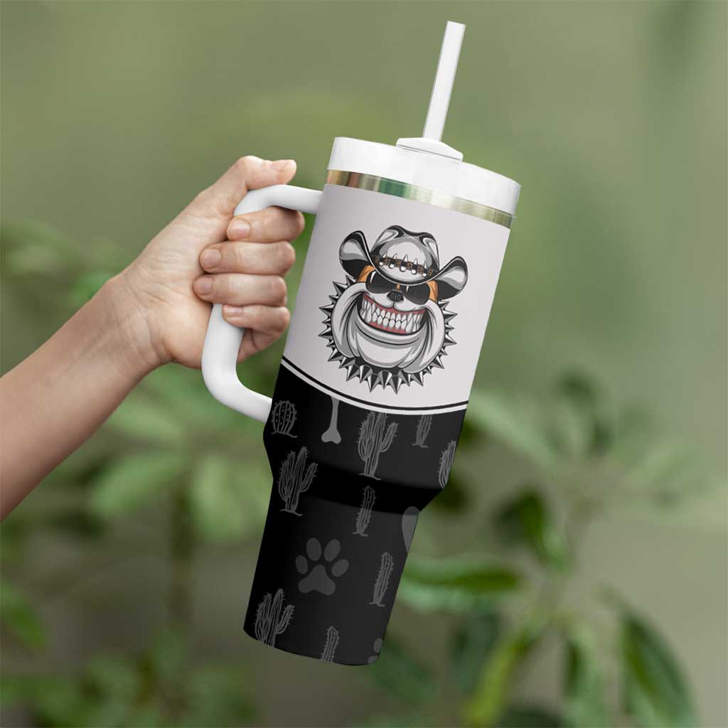 Cowdog Tumbler With Handle Cowboy Bulldog Retro Western Yoke - Wonder Print Shop