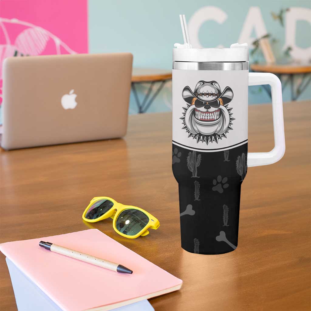 Cowdog Tumbler With Handle Cowboy Bulldog Retro Western Yoke - Wonder Print Shop