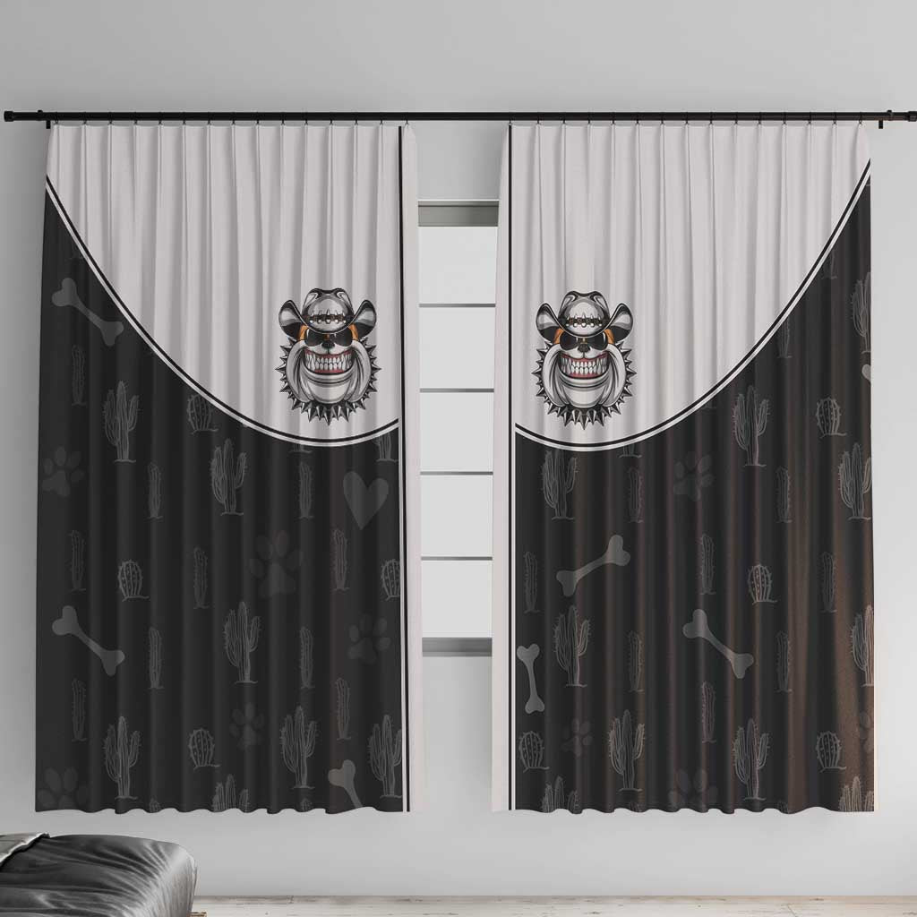 Cowdog Window Curtain Cowboy Bulldog Retro Western Yoke - Wonder Print Shop