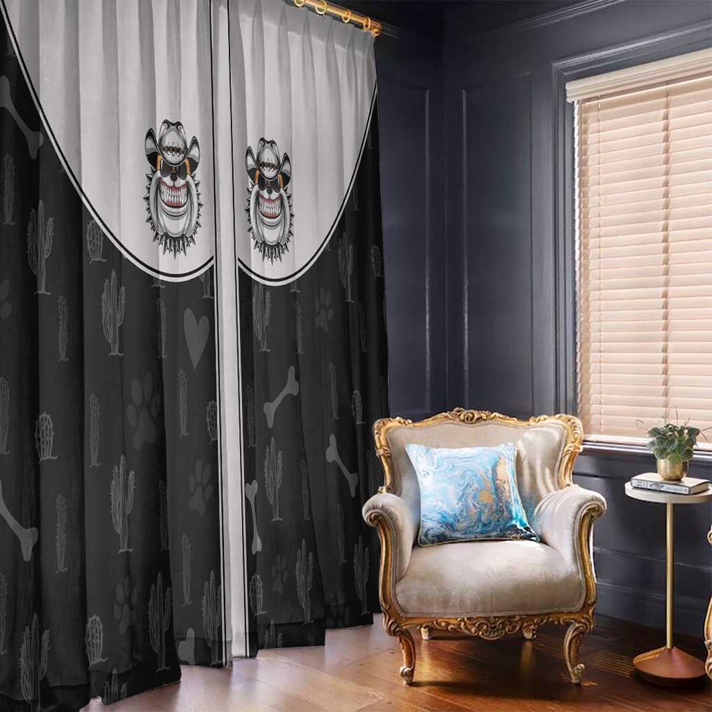 Cowdog Window Curtain Cowboy Bulldog Retro Western Yoke - Wonder Print Shop