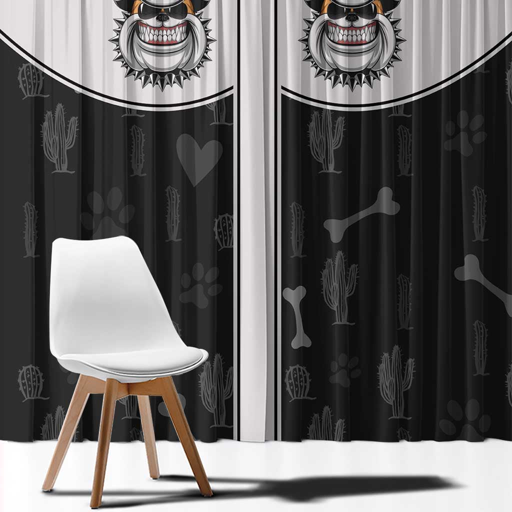 Cowdog Window Curtain Cowboy Bulldog Retro Western Yoke - Wonder Print Shop