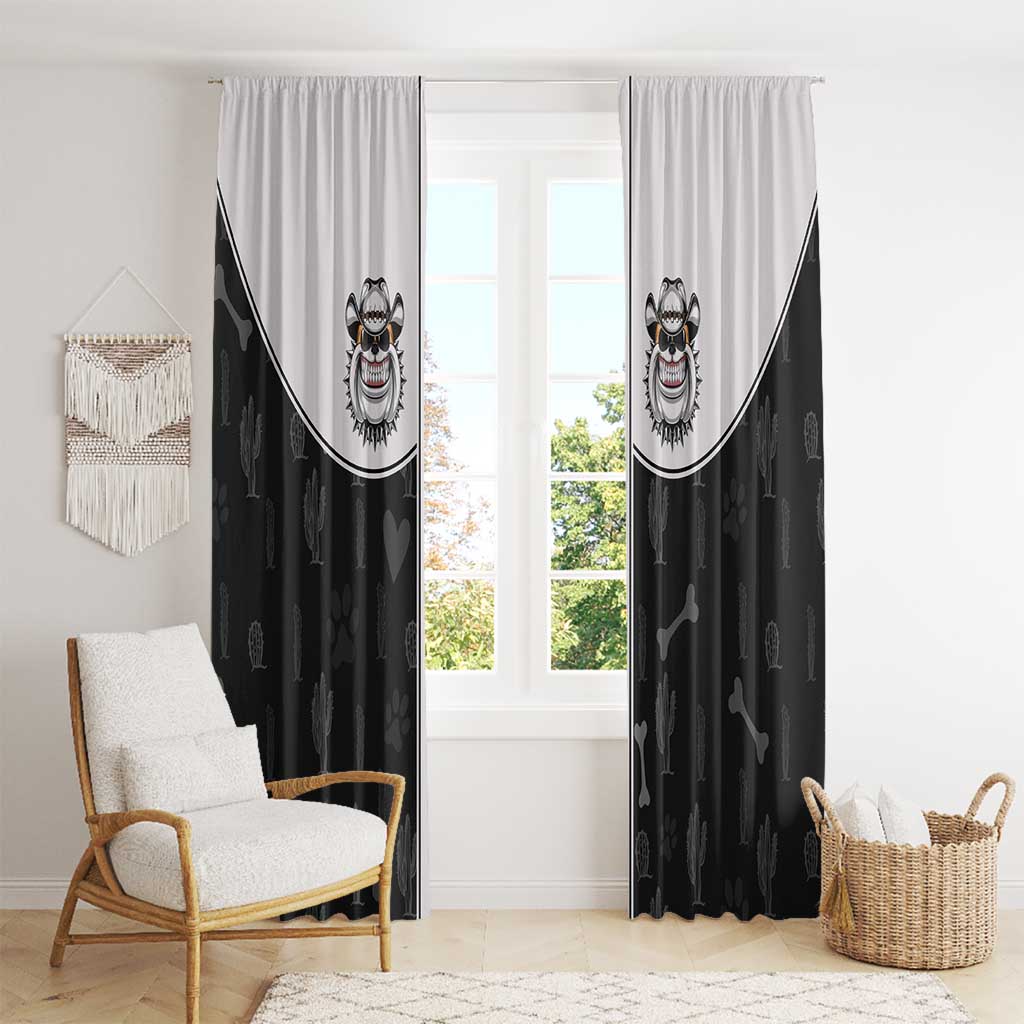 Cowdog Window Curtain Cowboy Bulldog Retro Western Yoke - Wonder Print Shop