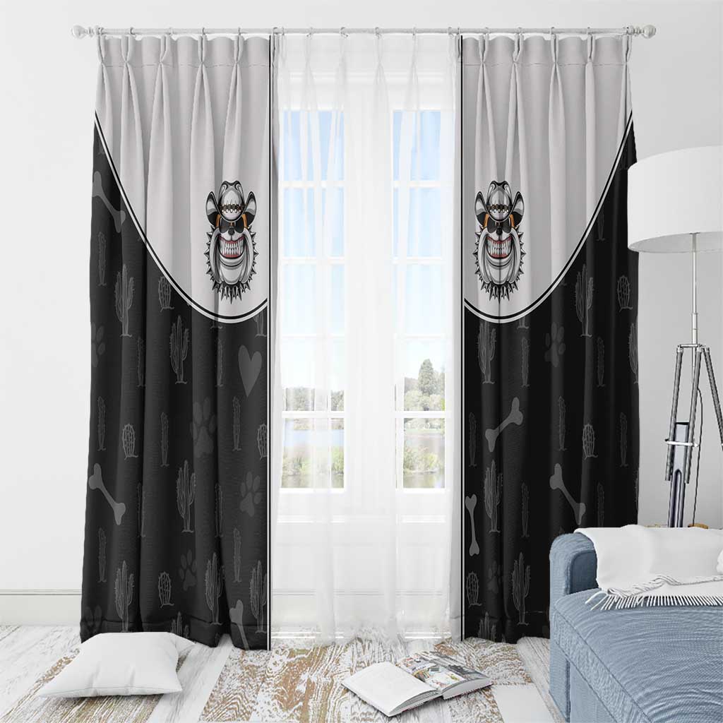 Cowdog Window Curtain Cowboy Bulldog Retro Western Yoke - Wonder Print Shop
