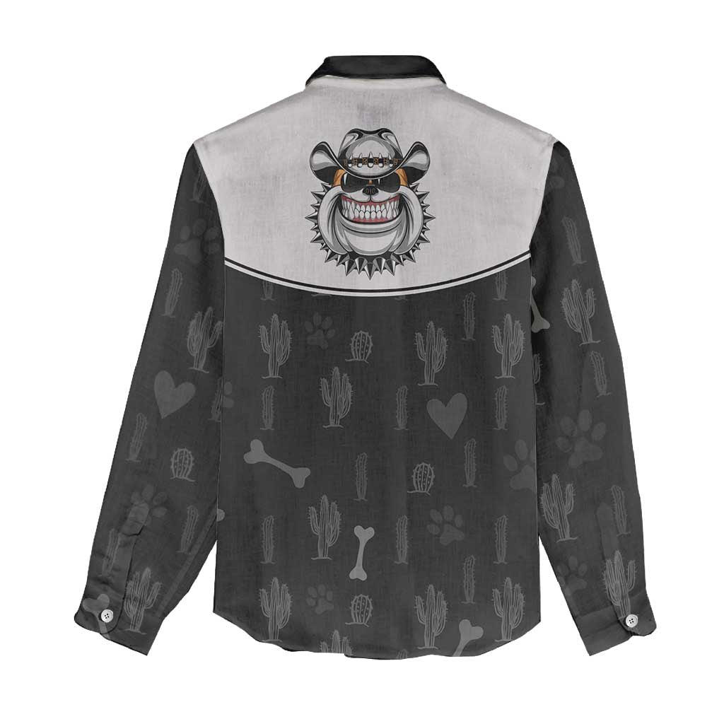 Cowdog Women Casual Shirt Cowboy Bulldog Retro Western Yoke - Wonder Print Shop