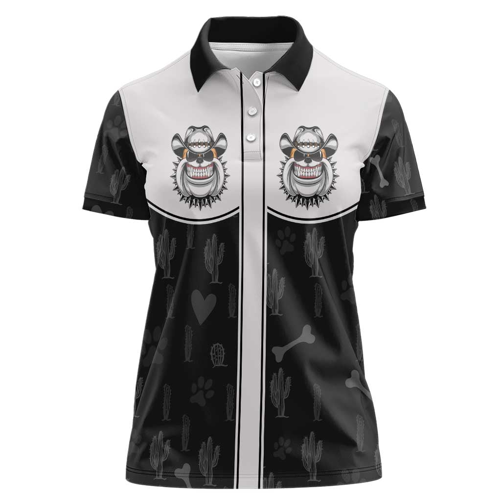 Cowdog Women Polo Shirt Cowboy Bulldog Retro Western Yoke - Wonder Print Shop