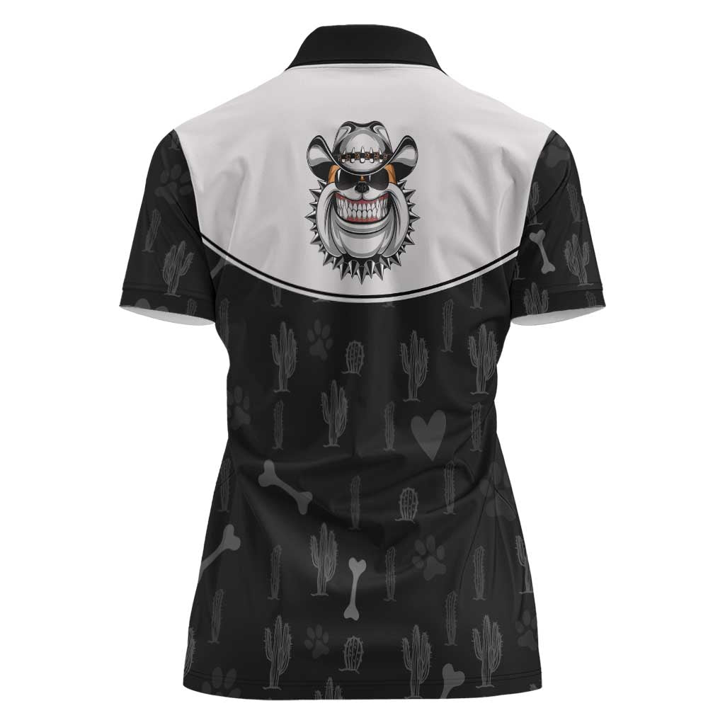 Cowdog Women Polo Shirt Cowboy Bulldog Retro Western Yoke - Wonder Print Shop