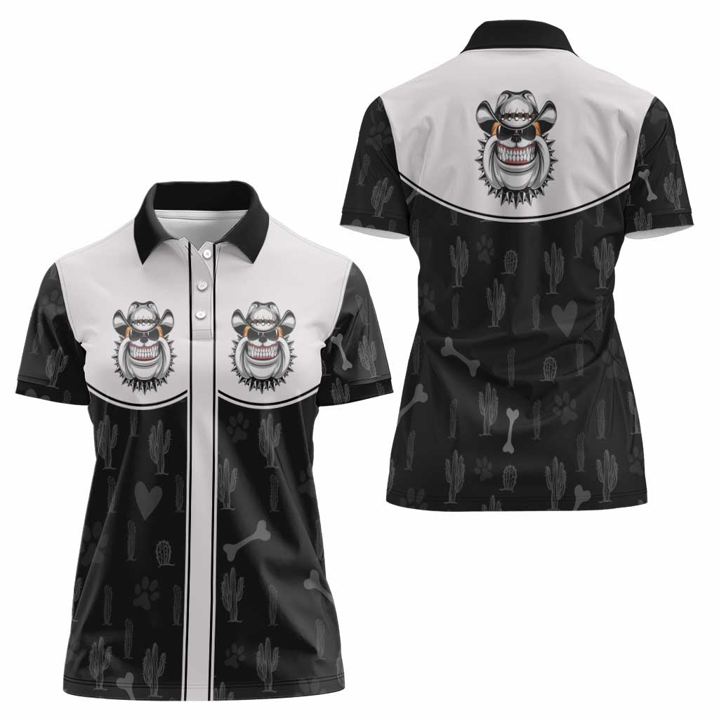 Cowdog Women Polo Shirt Cowboy Bulldog Retro Western Yoke - Wonder Print Shop
