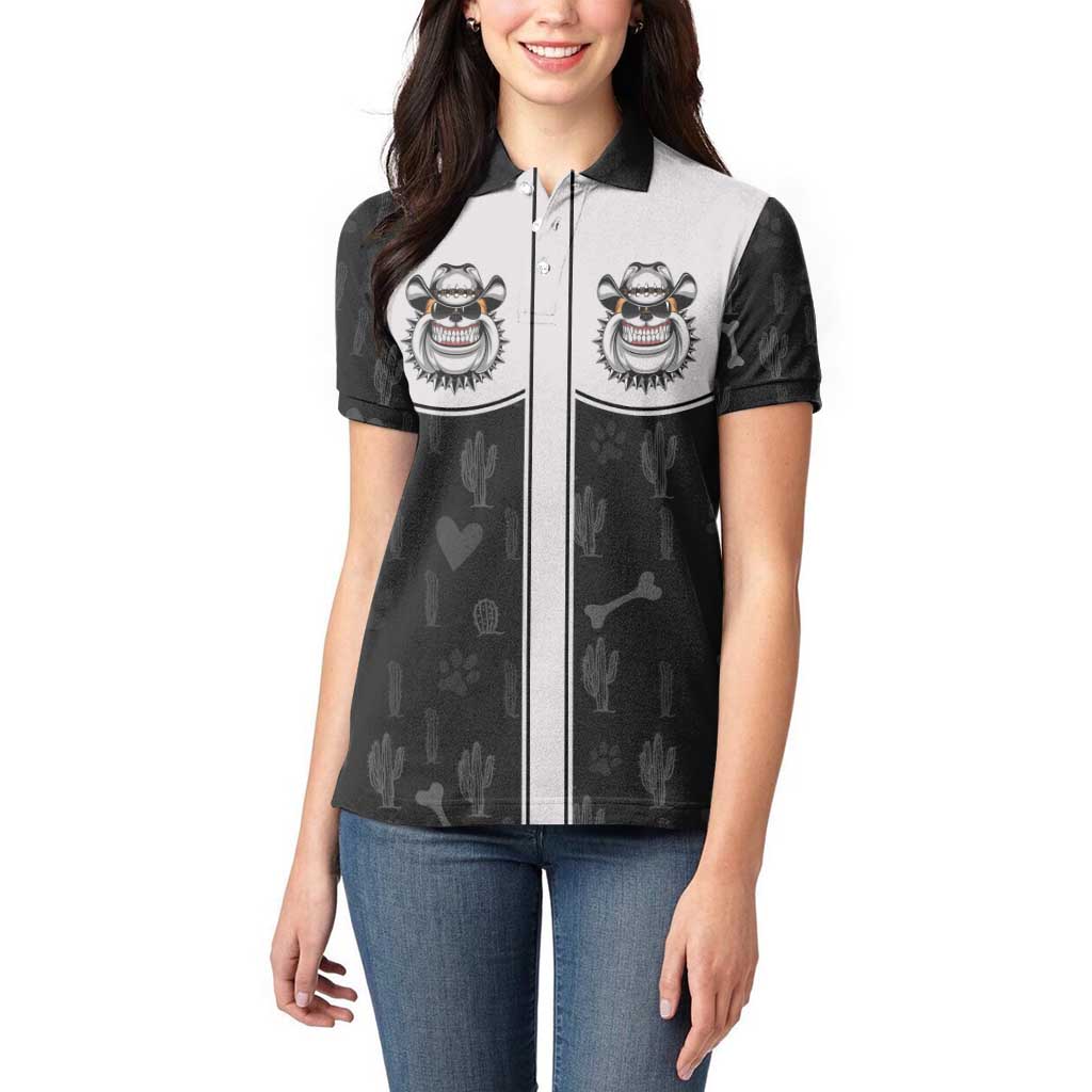 Cowdog Women Polo Shirt Cowboy Bulldog Retro Western Yoke - Wonder Print Shop