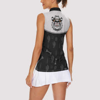 Cowdog Women Sleeveless Polo Shirt Cowboy Bulldog Retro Western Yoke - Wonder Print Shop