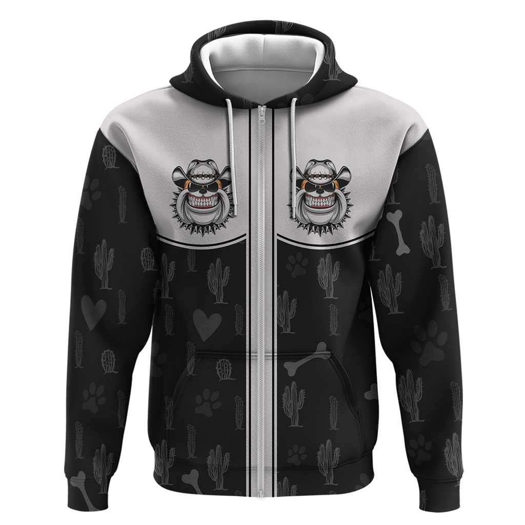 Cowdog Zip Hoodie Cowboy Bulldog Retro Western Yoke - Wonder Print Shop