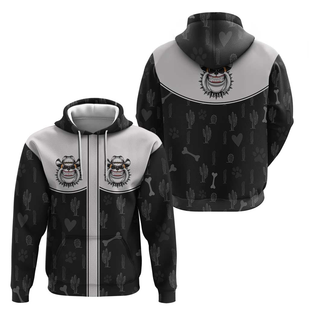 Cowdog Zip Hoodie Cowboy Bulldog Retro Western Yoke - Wonder Print Shop