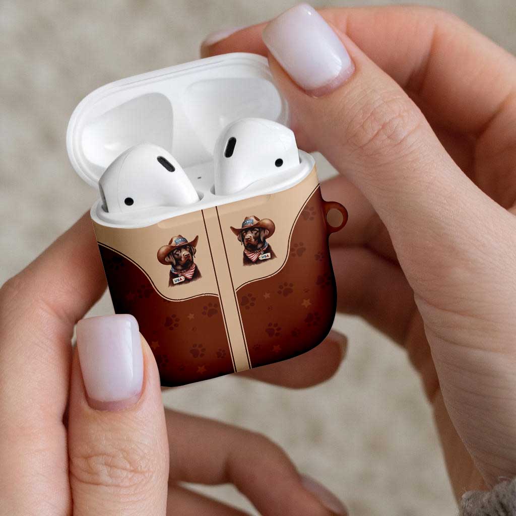 Cowdog AirPods Case Cowboy Patriotic Labrador Western Yoke - Wonder Print Shop