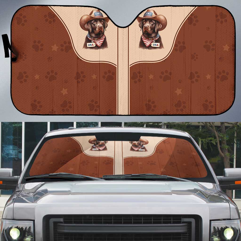 Cowdog Auto Sun Shade Cowboy Patriotic Labrador Western Yoke - Wonder Print Shop
