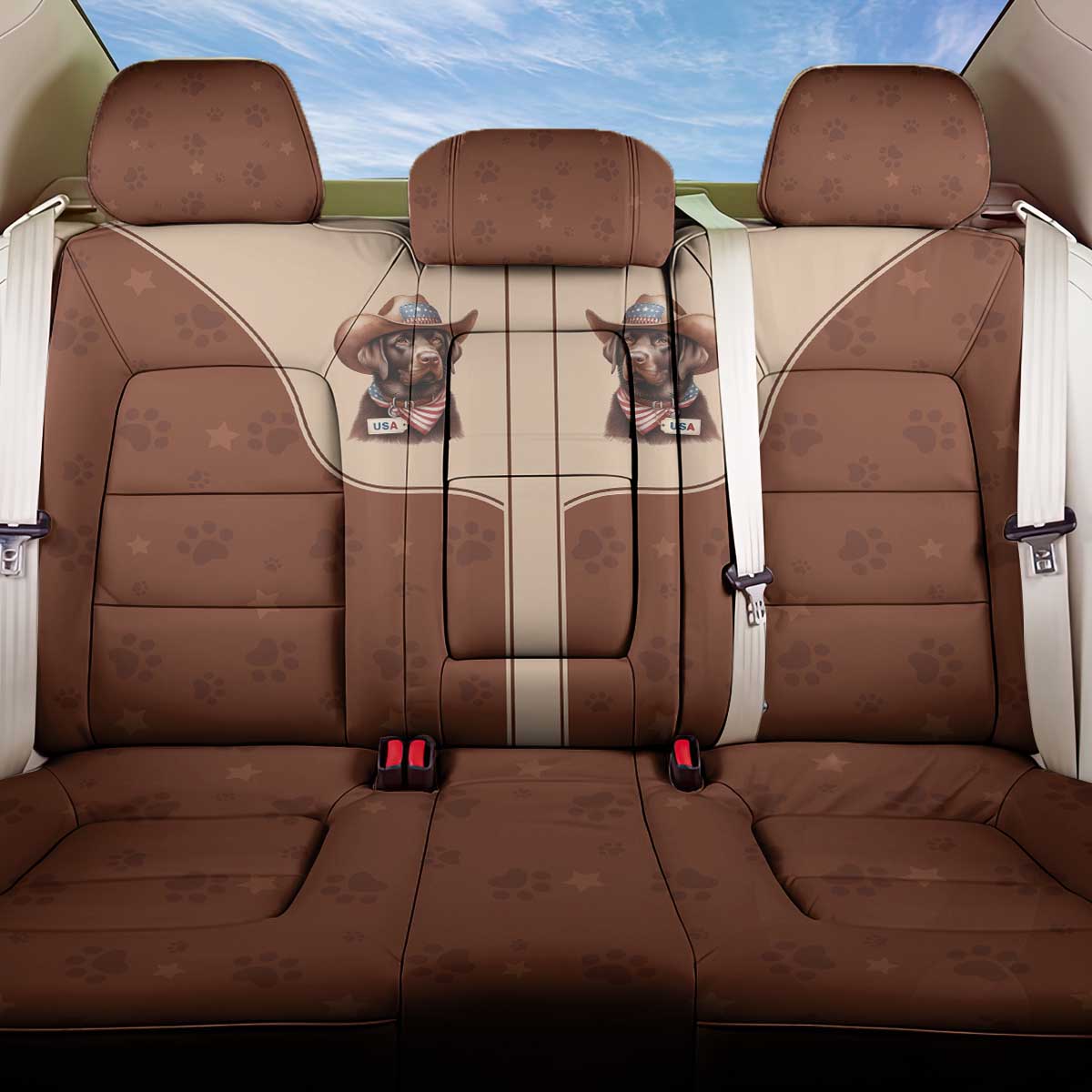 Cowdog Back Car Seat Cover Cowboy Patriotic Labrador Western Yoke - Wonder Print Shop