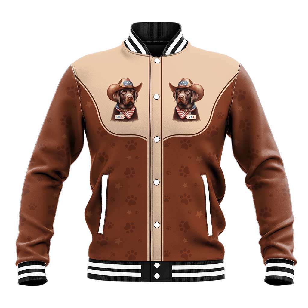 Cowdog Baseball Jacket Cowboy Patriotic Labrador Western Yoke - Wonder Print Shop