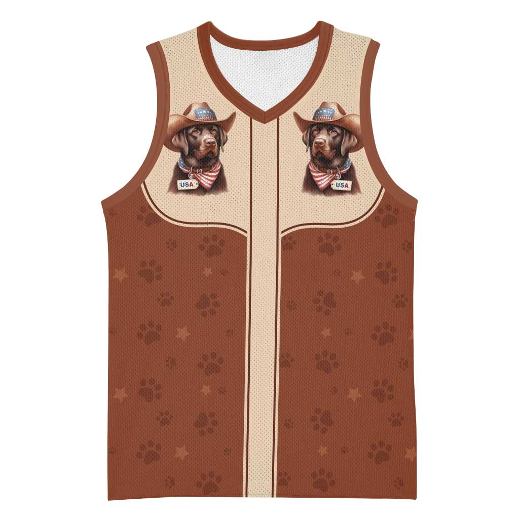 Cowdog Basketball Jersey Cowboy Patriotic Labrador Western Yoke - Wonder Print Shop