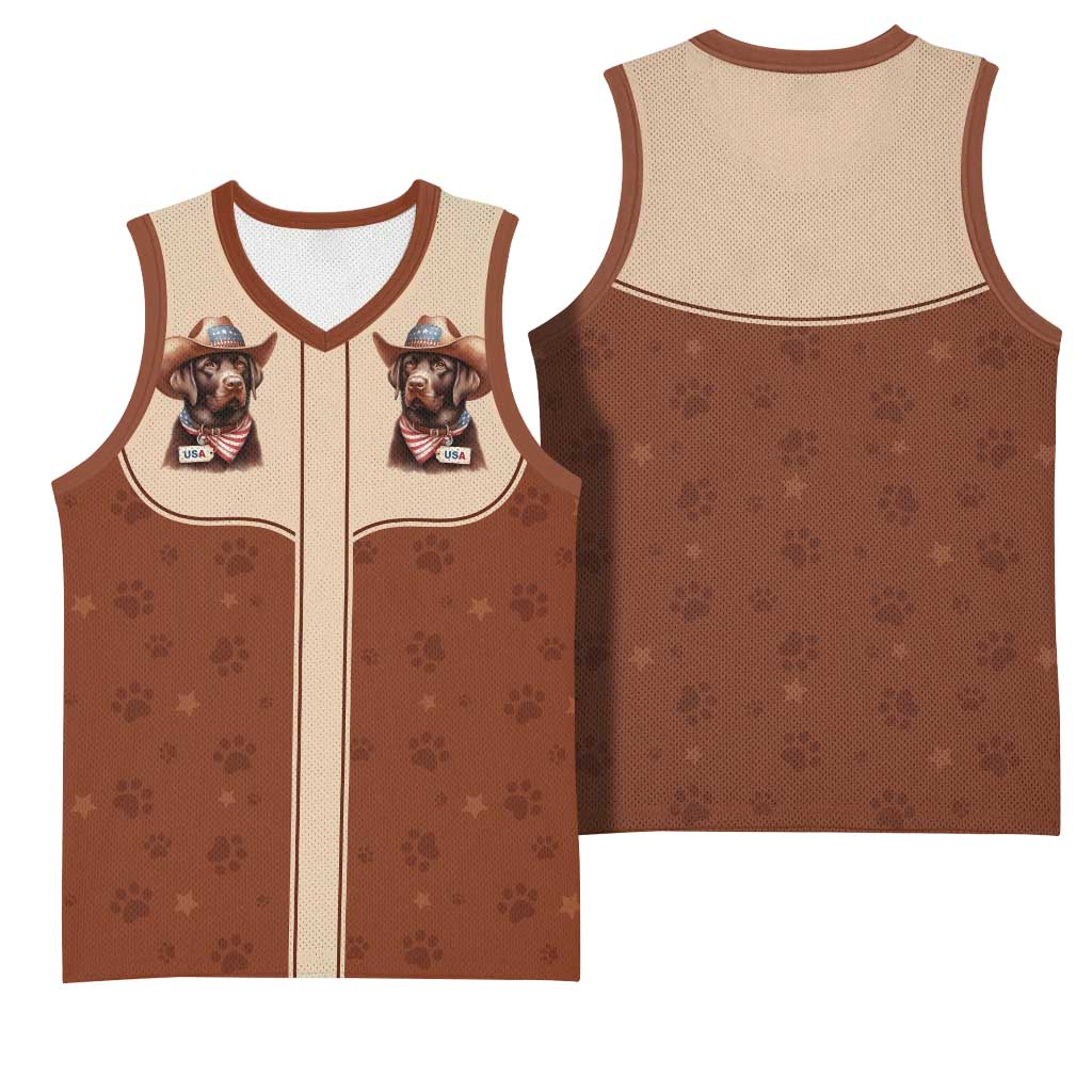 Cowdog Basketball Jersey Cowboy Patriotic Labrador Western Yoke - Wonder Print Shop