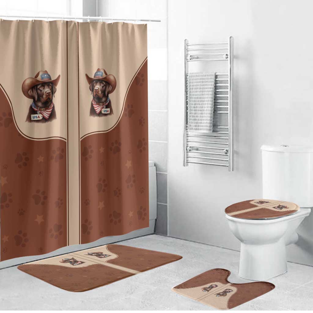 Cowdog Bathroom Set Cowboy Patriotic Labrador Western Yoke - Wonder Print Shop