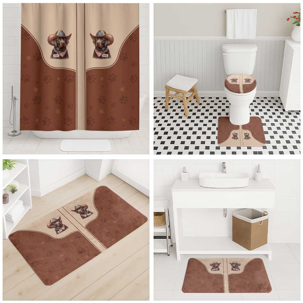 Cowdog Bathroom Set Cowboy Patriotic Labrador Western Yoke - Wonder Print Shop