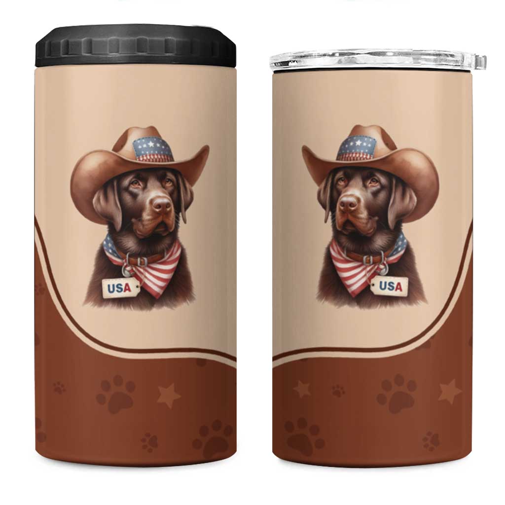 Cowdog 4 in 1 Can Cooler Tumbler Cowboy Patriotic Labrador Western Yoke - Wonder Print Shop