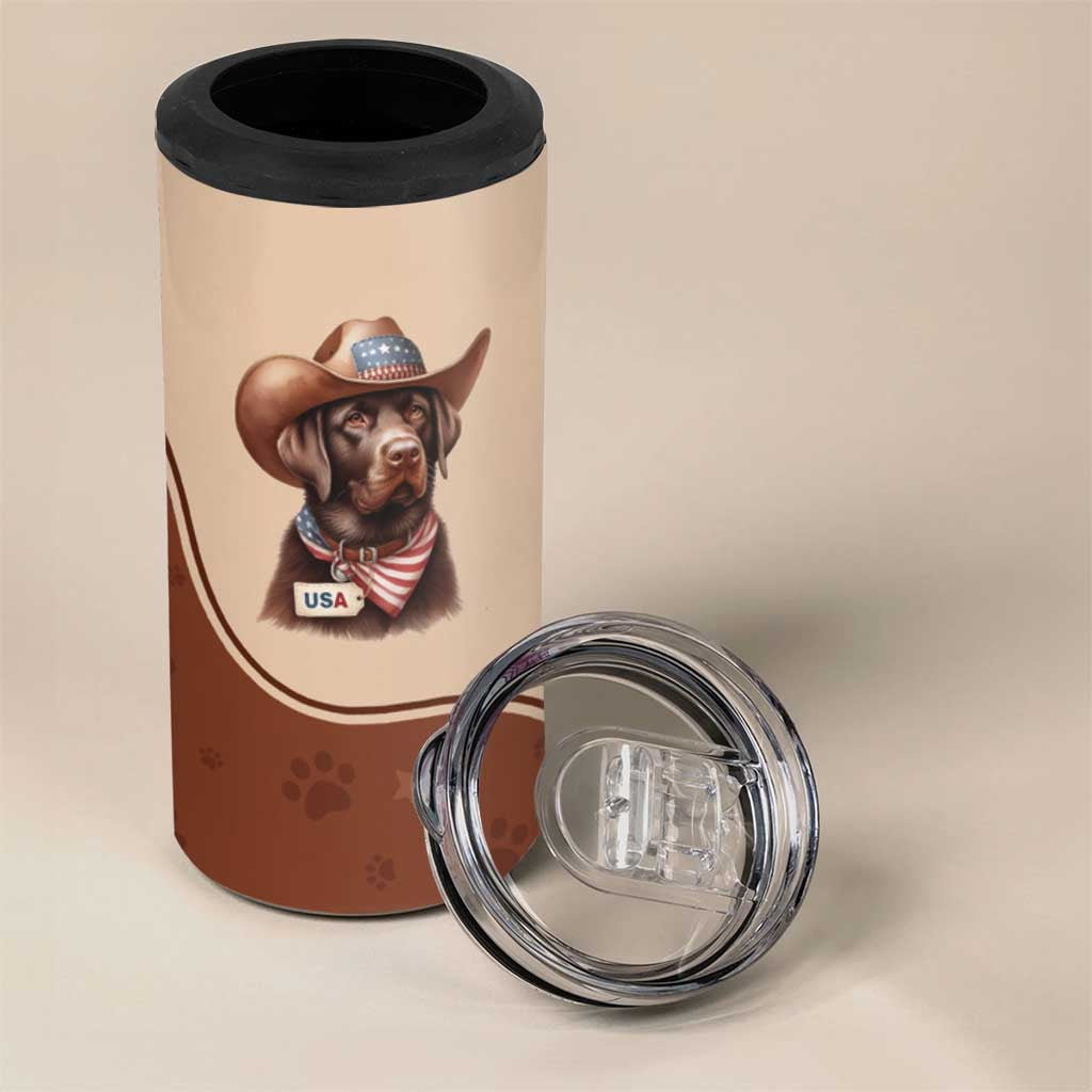 Cowdog 4 in 1 Can Cooler Tumbler Cowboy Patriotic Labrador Western Yoke - Wonder Print Shop