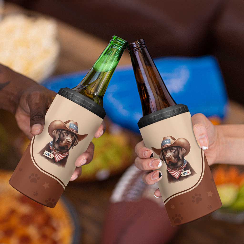 Cowdog 4 in 1 Can Cooler Tumbler Cowboy Patriotic Labrador Western Yoke - Wonder Print Shop