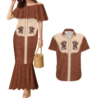 Cowdog Couples Matching Mermaid Dress and Hawaiian Shirt Cowboy Patriotic Labrador Western Yoke - Wonder Print Shop