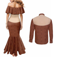 Cowdog Couples Matching Mermaid Dress and Long Sleeve Button Shirt Cowboy Patriotic Labrador Western Yoke - Wonder Print Shop