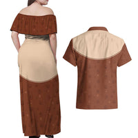 Cowdog Couples Matching Off Shoulder Maxi Dress and Hawaiian Shirt Cowboy Patriotic Labrador Western Yoke - Wonder Print Shop