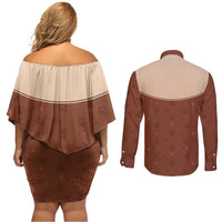 Cowdog Couples Matching Off Shoulder Short Dress and Long Sleeve Button Shirt Cowboy Patriotic Labrador Western Yoke - Wonder Print Shop