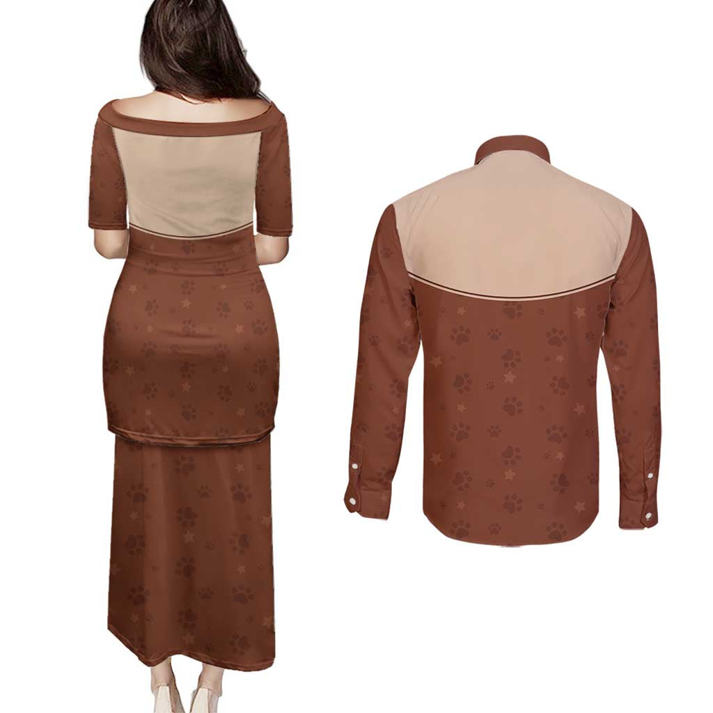 Cowdog Couples Matching Puletasi and Long Sleeve Button Shirt Cowboy Patriotic Labrador Western Yoke - Wonder Print Shop