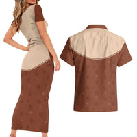 Cowdog Couples Matching Short Sleeve Bodycon Dress and Hawaiian Shirt Cowboy Patriotic Labrador Western Yoke - Wonder Print Shop