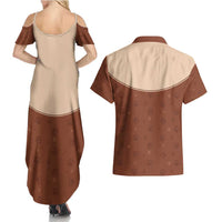 Cowdog Couples Matching Summer Maxi Dress and Hawaiian Shirt Cowboy Patriotic Labrador Western Yoke - Wonder Print Shop