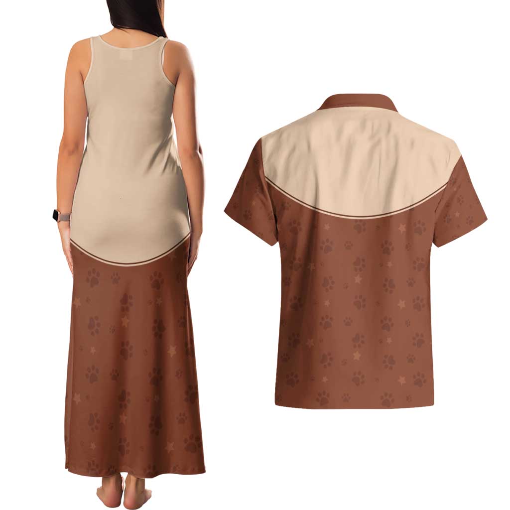 Cowdog Couples Matching Tank Maxi Dress and Hawaiian Shirt Cowboy Patriotic Labrador Western Yoke - Wonder Print Shop