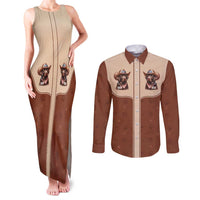 Cowdog Couples Matching Tank Maxi Dress and Long Sleeve Button Shirt Cowboy Patriotic Labrador Western Yoke - Wonder Print Shop