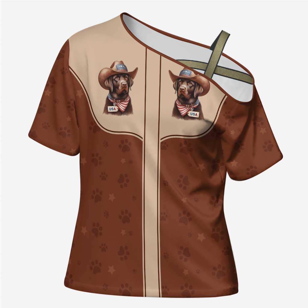 Cowdog Cross Shoulder Shirt Cowboy Patriotic Labrador Western Yoke - Wonder Print Shop