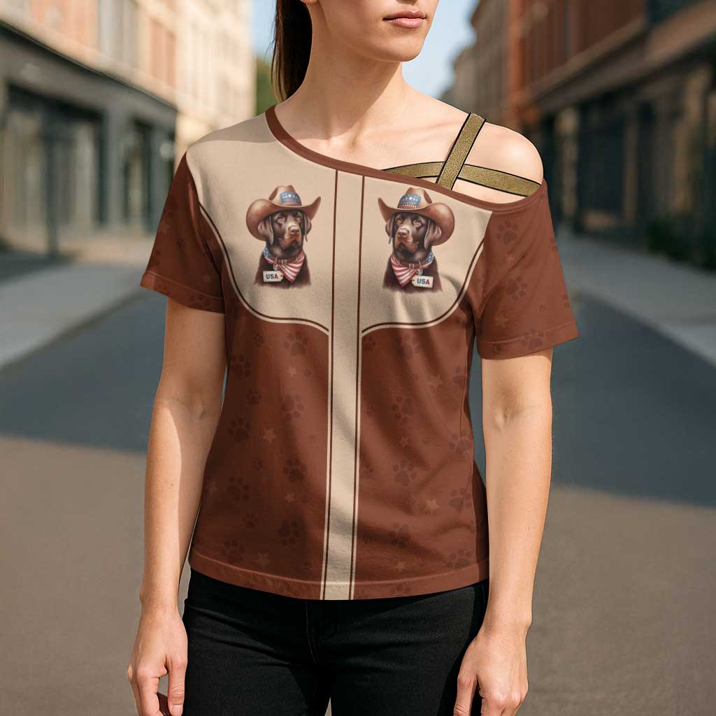 Cowdog Cross Shoulder Shirt Cowboy Patriotic Labrador Western Yoke - Wonder Print Shop