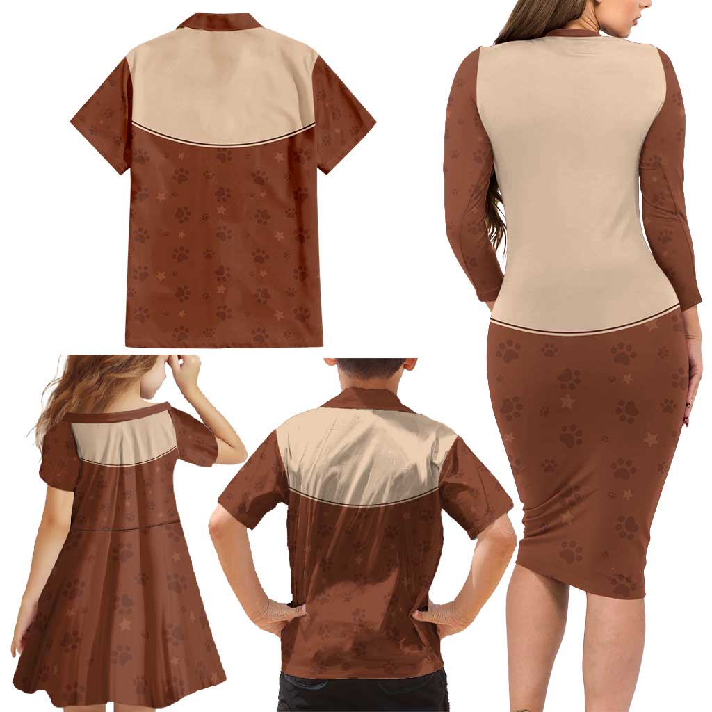 Cowdog Family Matching Long Sleeve Bodycon Dress and Hawaiian Shirt Cowboy Patriotic Labrador Western Yoke - Wonder Print Shop